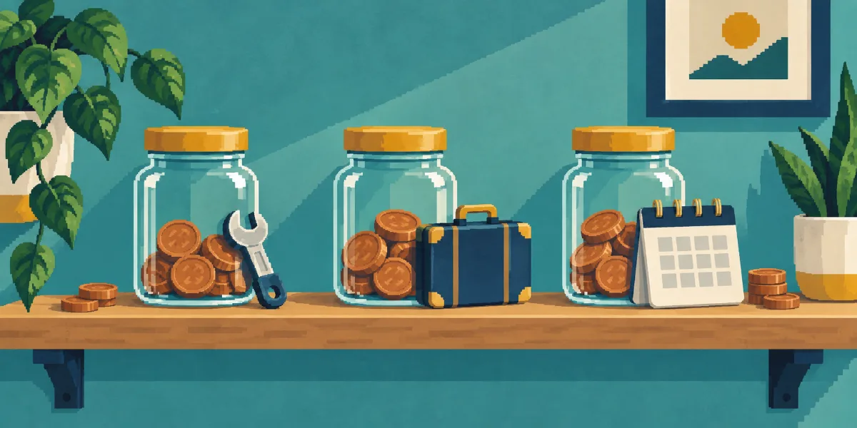 Conceptual illustration of saving toward different goals.